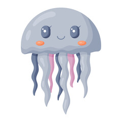 Cute Smiling Jellyfish Vector Illustration