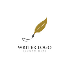 writer pencil feather notary logo design template