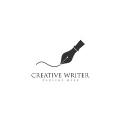 writer pencil feather notary logo design template