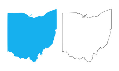 Map of the state of Ohio, United States. Map with detailed outlines and blue silhouettes	