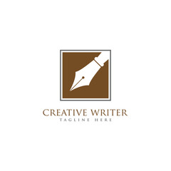 writer pencil feather notary logo design template