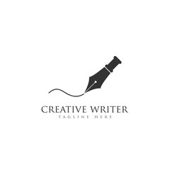 writer pencil feather notary logo design template