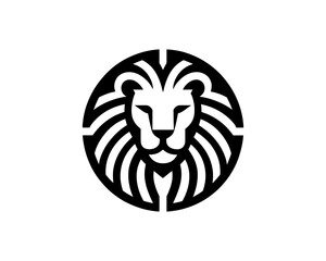 Lion logo in geometric detailed flat icon