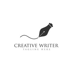 writer pencil feather notary logo design template
