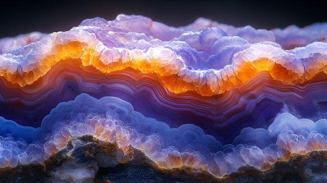 Striking close-up macro photograph revealing the unique layered structure and uniform parallel banding of chalcedony with artistic natural illumination