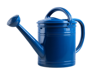 Blue Watering Can: A close-up studio shot captures a vibrant blue watering can, elegantly designed and ready to nurture life. 