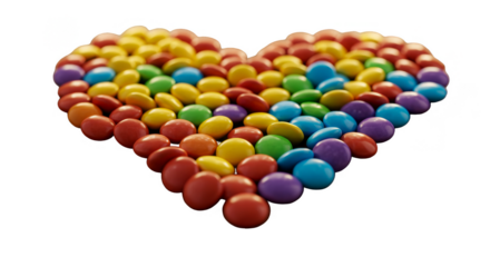 Isolated Heart Shape Made Of Colorful Candies On Transparent Background