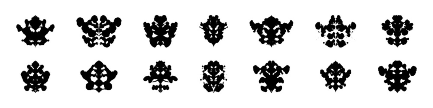 Rorschach test set. Rorschach inkblots vector collection.