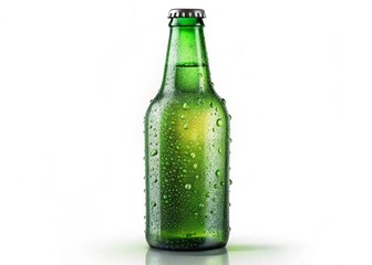 Green bottle of beer isolated on transparent background