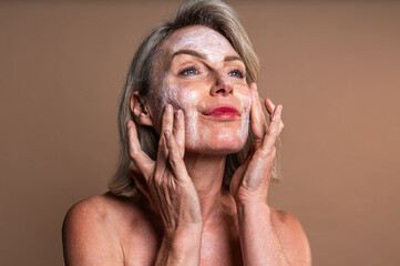 Beauty portrait of beautiful mature woman, concepts about cosmetics, skincare and wellness. Mature...
