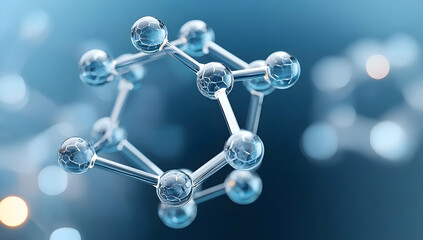A close-up view of a molecular structure, showcasing transparent spheres connected by bonds. Ideal for scientific and educational purposes.