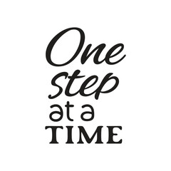 vector phrase written in expressive brush calligraphy "One step at a time"