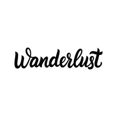 vector phrase written in expressive brush calligraphy "Wanderlust"