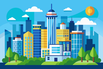 Obraz premium City and blue sky vector