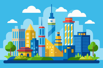 Obraz premium City and blue sky vector