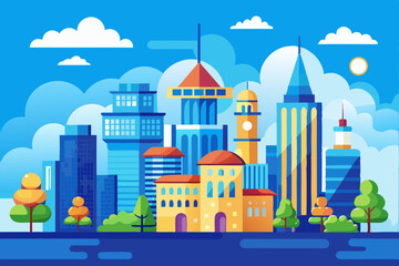 Obraz premium City and blue sky vector