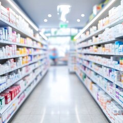 abstract blurred pharmacy retail for background.