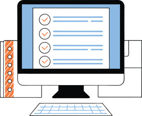 Computer screen illustrating completed checklist with check marks and transparent background