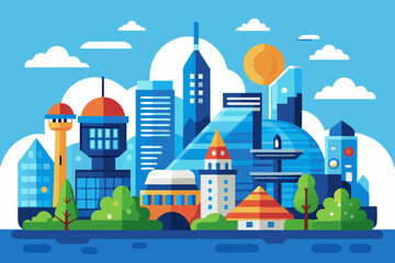 Naklejka premium city and blue sky vector illustration