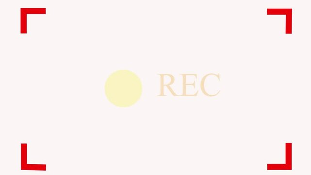 rec text camera recording icon blink animation, interface of video recorder digital display in black background