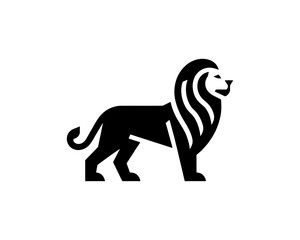 Lion logo full body flat clean silhouette
