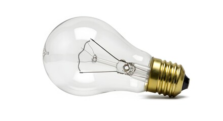 A lightbulb, turned off, symbolizing an idea or innovation, against a stark white background