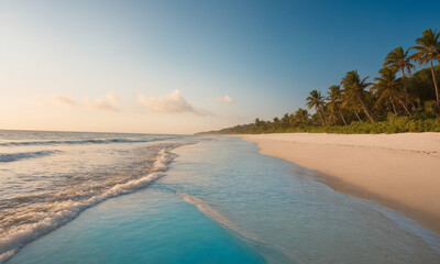 Fototapeta premium 멋있는 바다풍경 빛나는모래 파도 시원한 바닷가