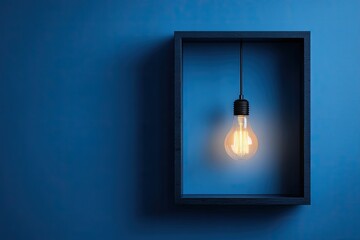 Illuminated frame on a blue backdrop