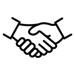 Simple illustration of two hands shaking, symbolizing deal, agreement, and partnership.
