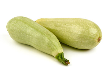 Fresh Light Green Zucchini Isolated on White Background.