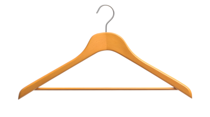 Elegant Wooden Clothes Hanger Isolated on Transparent Background