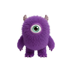 Purple fuzzy one-eyed Halloween monster with horns