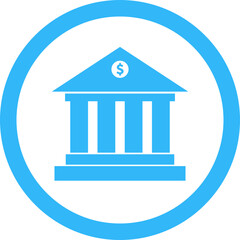 Bank building with dollar symbol icon. Modern bank building representing financial institution icon isolated on transparent background. Concept of investment planning and financial transaction.