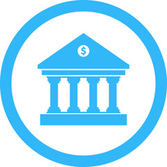 Bank building with dollar symbol icon. Modern bank building representing financial institution icon isolated on transparent background. Concept of investment planning and financial transaction.
