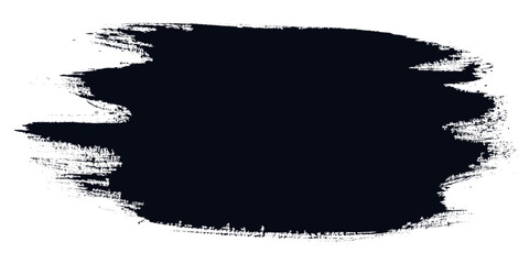 Black Hand Drawn Grunge Ink Brush Stroke. Creative abstract paintbrush line with rough edges. Stain for backdrops. Freehand doodle line borders. Black splashes