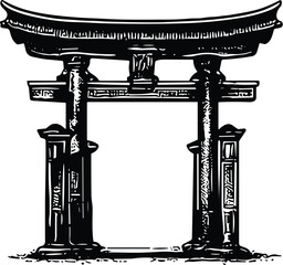 Japanese Torii Gate vector black silhouette cricut design for T-Shirt