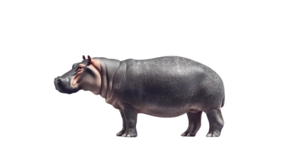 Realistic Hippopotamus Full Body Isolated on Transparent Background for Designers and Creators