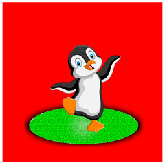 Cute Colour Penguin Cartoon Vector Set 4