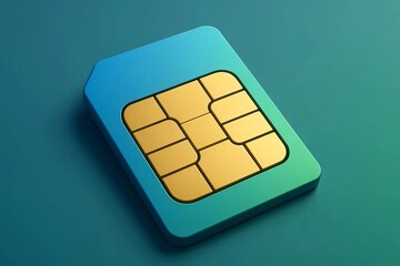 3D Diagonal Mobile SIM Card with Blue to Green Gradient