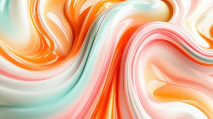 Fototapeta premium Vibrant abstract swirls in mesmerizing pastel shades of orange, pink, and teal creating a dynamic, fluid movement and hypnotic visual appeal