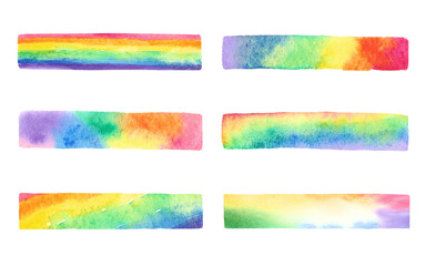 Naklejka premium カラフルな虹色のライン、水彩風、イラスト素材