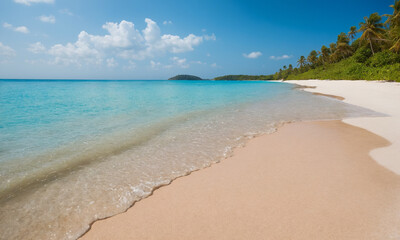 바닷가 모래사장과 아름다운 풍경 파도