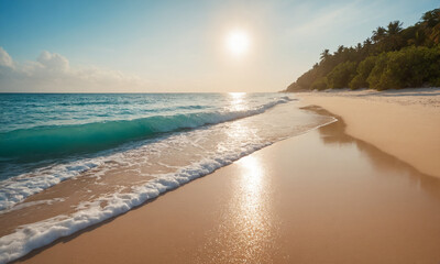 바닷가 모래사장과 아름다운 풍경 파도
