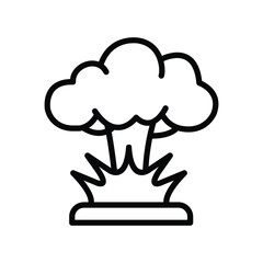 Line art icon depicting an explosion.  Simple, black and white illustration.