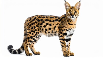 Obraz premium full body running Serval Cat on isolated white background