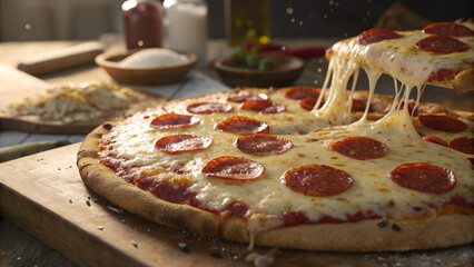 Delicious Pepperoni Pizza with Melting Cheese