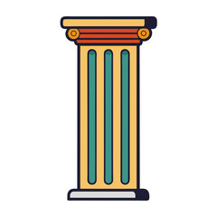 Stylized Column Illustration with Vibrant Colors and Bold Outline Design