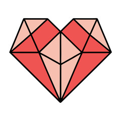 Geometric Heart Shape Composed of Triangles in Red and Pink Tones