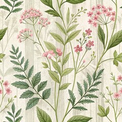 seamless pattern with pink flowers