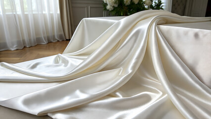 white silk background, Luxurious white Satin Fabric Texture